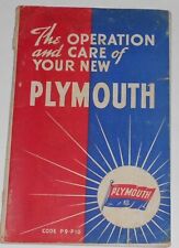 1939 The Care and Operation of Your New PLYMOUTH OWNER'S MANUAL Glove Box Book picture