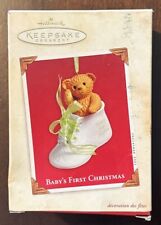 2003 Hallmark Keepsake Baby's First Christmas Ornament Teddy Bear In Shoe picture
