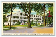 c1940s Colonial Hotel Exterior Roadside Florence South Carolina SC Tree Postcard picture