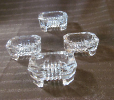 Set Of 4~Vintage Footed Open Salt Dip Cellars Dishes~Rectangular Clear Glass picture