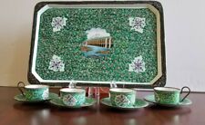 Minakari Tray & four Turkish coffee cups & saucers decorative Vintage picture