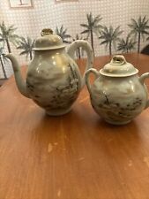 Antique Vtg Japanese Handpainted Mt Fuji Teapot Tea Creamer Set Good Porcelain picture