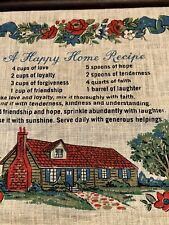 Vintage A Happy Home Recipe Linen Towel Wall Hanging  picture