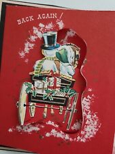 1950s Vtg SWING OUT Whimsical SNOWMAN Couple BACK AGAIN Sample CHRISTMAS CARD picture