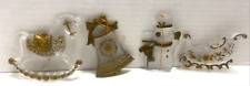 Vintage Lot of 4 Translucent Ornaments Snowman, Bell, Sleigh, Rocking Horse picture