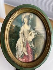 Vintage Italian Hand Crafted Picture Frame with Print of 18th Century Era Woman picture