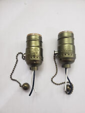 (2) ANTIQUE BRASS FINISHED, PULL CHAIN LAMP SOCKET picture