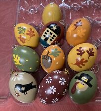 Rustic Country Primitive Farmhouse Fall Tree Egg Ornaments 2.5”, Set of 10 picture
