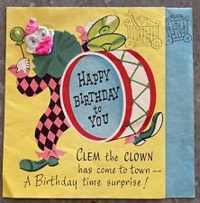 Vintage Birthday Greeting Card Clem the Clown Googly Eyes picture