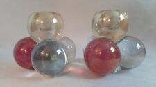 Vintage Westmoreland MCM Clear Blue Cranberry Glass Ball Tapered Candle Holders picture