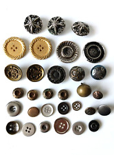Vintage to New Mixed Metal Buttons Textured Sewing Project Lot of 31 picture