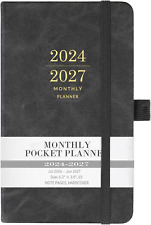 2024-2027 Pocket Planner Calendar 3 Year Monthly Planner Faux Leather Cover picture