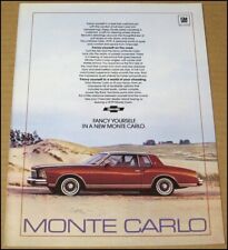 1979 Chevrolet Monte Carlo Print Ad 1978 Car Automobile Advertisement Chevy GM picture