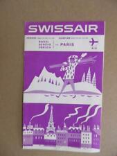 1955 Swissair Airline Timetable Flugplan Paris to Basel Geneve Zurich Vintage  picture