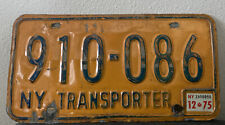1975 New York Transporter License Plate #910-086 Original RARE picture