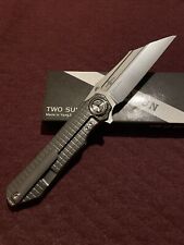 TwoSun Knives TS195-Wave • M390 Plain Edge Blade Titanium Integral Handle- New picture