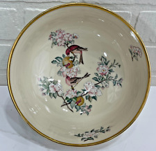 Vintage Lenox Serenade Made In America Gold Trim Floral Red Bird Serving Bowl picture