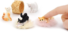 Realistic Cat Figurines with Dollhouse Accessories, Hand-Painted Mini Cat Decor picture