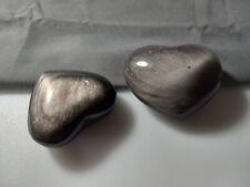 Ahoy: Silver Sheen Obsidian heart (2 Lot)  156g;  108g   Mexico #9035 picture