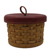 LONGABERGER 2003 Mother's Day Basket W/ Red Leather Lid & plastic inserts picture