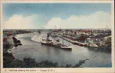 Curacao DWI West Indies Tank Boats Ships Harbour Vintage Postcard picture