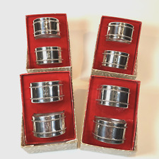 VTG 1970-80s Gorham Silver Plate Napkin Rings - Set 8 with Boxes - B Monogram picture