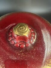 Marsh Of California 2008 Covered Serving Dish Red Speckled Gold Studio Art #8004 picture