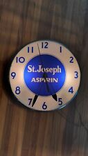 Vintage St Joseph's Aspirin Wall Clock, Store Advertising. Works picture