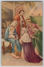Christmas Nativity Jesus Mary Joseph Wise Men Moeschke Litho Print Postcard 1910 picture
