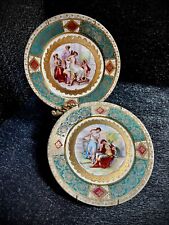Pair 7.75” Atq Royal Vienna Beehive Hand Painted Plates (1 Signed A. Kaufman) picture