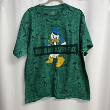 Disney Parks Donald Duck Vintage Happy Face Green T Shirt. XL picture