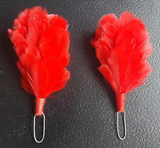 X2 British Military Red Plume Hackle Feathers Brand New & Sealed picture