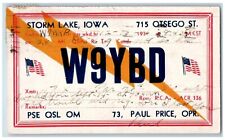 Storm Lake Iowa IA Postcard Ham Radio QSL W9YBD 1936 Posted Vintage picture
