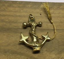 Brass Gold Tone Metal Ahoy ANCHOR Christmas Ornament picture