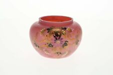 Vintage Antique Pink Glass Vase w/Painted Enamel & Floral Decoration CHARITY picture