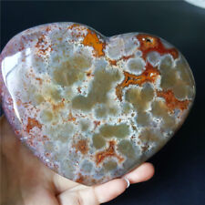 TOP 310G Natural Polished Orbicular Ocean Jasper Heart Reiki Healing Stone YF175 picture