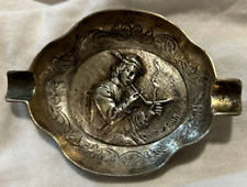 Antique Ashtray Man Smoking Pipe Dutch Holland Casted 830 Silver .7 Ounces Look picture