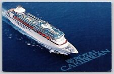 Transportation~Air View Royal Caribbean Cruise Ship~Vintage Postcard picture