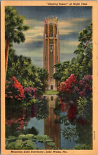 Postcard Lake Wales, Florida View of Singing Tower at Night Time Mtn. Lake P293 picture