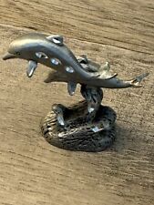 Vintage 1985 Cuter Pewter Dolphins Mini Figurine 1.5” Diamond Cut picture