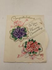 Vintage 1940's Wedding Anniversary Greeting Card Moving Wheel picture