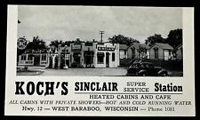 Vintage Postcard TRADE KOCH’S SINCLAIR super service station Baraboo WI * 1930 picture