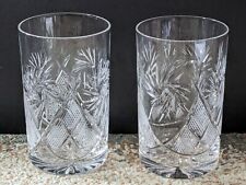 Set of 2 Russian Vintage Crystal Tea Glass 8.5 Oz for Holder 