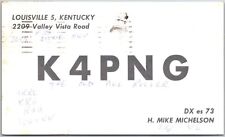 1958 QSL Radio Card Code K4PNG Louiseville Kentucky Amateur Posted Postcard picture