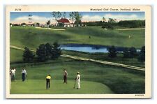 Postcard Municipal Golf Course, Portland ME Maine linen 1952 T2 picture