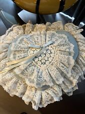 Antique Lace Boudoir Pillow Handmade Heart Shaped Velvet & Lace picture