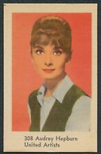 1962 AUDREY HEPBURN DUTCH NUMBERED GUM CARD SERIES 2 #308 EX picture