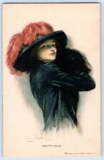 1920's PRETTY COLD WOMAN ARTIST CLARENCE UNDERWOOD POSTCARD WATERCOLOR SERIES picture