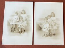 Beautiful Children RPPC Vintage Real Photo Postcard Siblings Matching Outfits picture