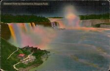 Postcard White Border General View of Illumination Niagara Falls New York NY picture